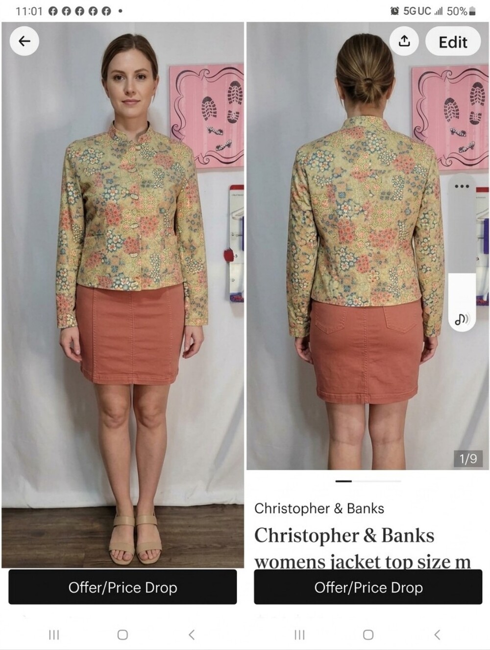 Christopher & Banks jacket multi color Size Medium